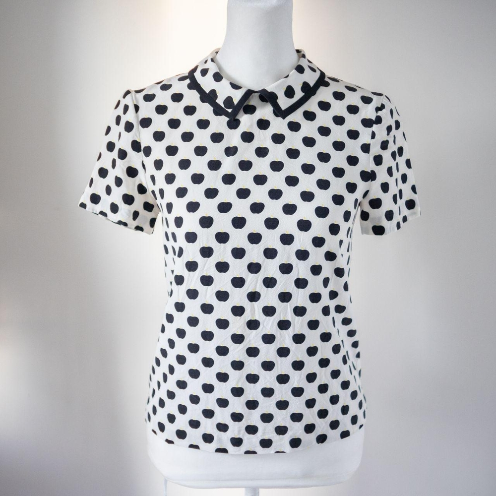 Kate Spade Black and White Apple Print Top
